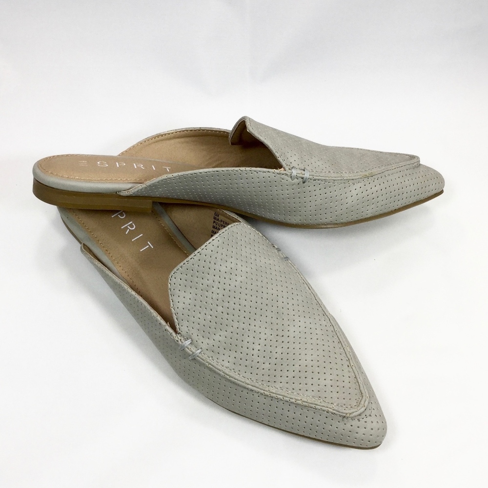 Esprit Mia-Perf Dove Grey Mules size 6